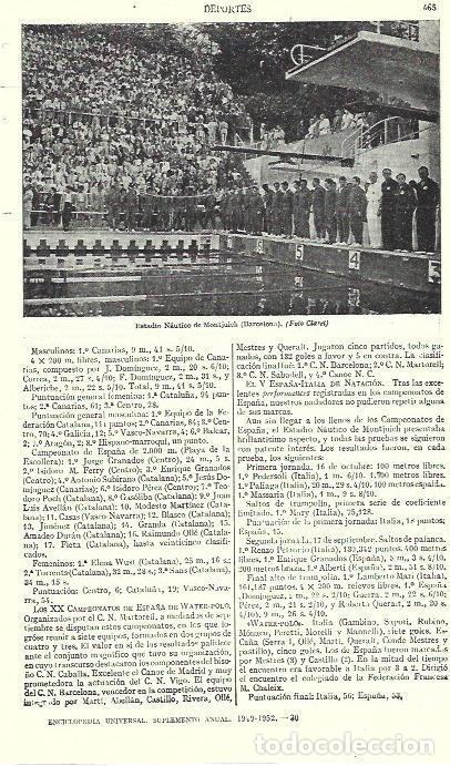 Otros art&iacute;culos de coleccionismo en papel: LAMINA ESPASA 39266: Estadio Nautico de Montjuic en Barcelona - Varios