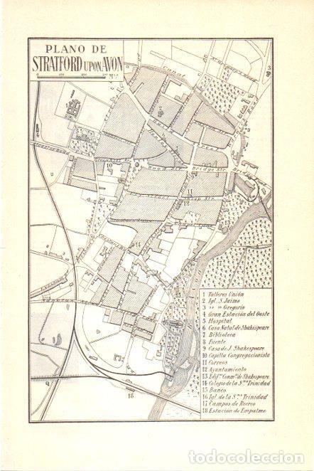 Otros art&iacute;culos de coleccionismo en papel: LAMINA V30178: Plano de Stratford upon Avon - Varios