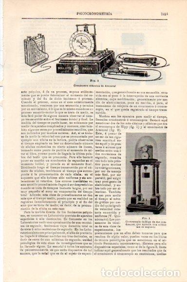 Otros art&iacute;culos de coleccionismo en papel: LAMINA V30573: Cronometro electrico de Arsonval - Varios
