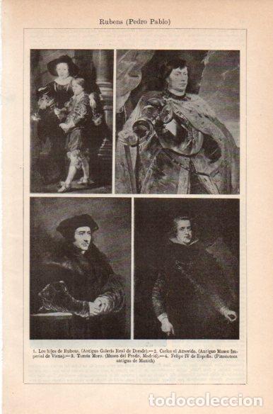 Otros art&iacute;culos de coleccionismo en papel: LAMINA V41811: Los hijos de Rubens, Carlos el Atrevido, Tomas Moro y Felipe IV por Rubens - Varios