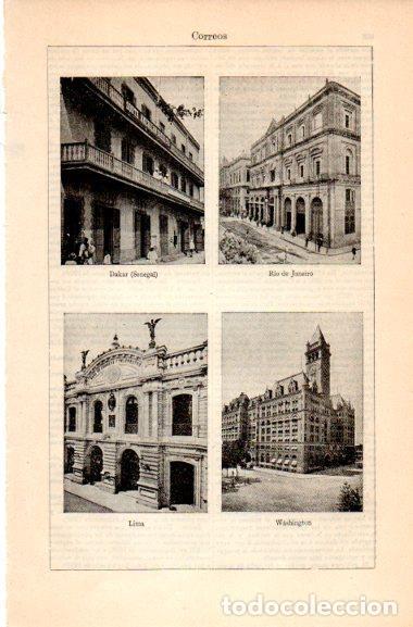 Sammelleidenschaft Andere Papierartikel: LAMINA V31140: Edificio de Correos en Dakar, Rio de Janeiro, Lima y Washington - Varios