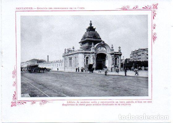 Altri oggetti di carta: LAMINA V32140: Santander. Estacion del ferrocarril de la Costa - Varios