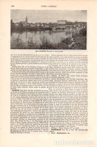 Otros art&iacute;culos de coleccionismo en papel: LAMINA V41904: Vista de Sable, Francia - Varios