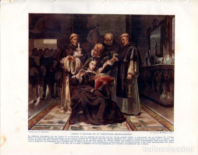Altri oggetti di carta: LAMINA V34003: Carlos II asistido en su presunto hechizamiento - Manuel Rodriguez Codola