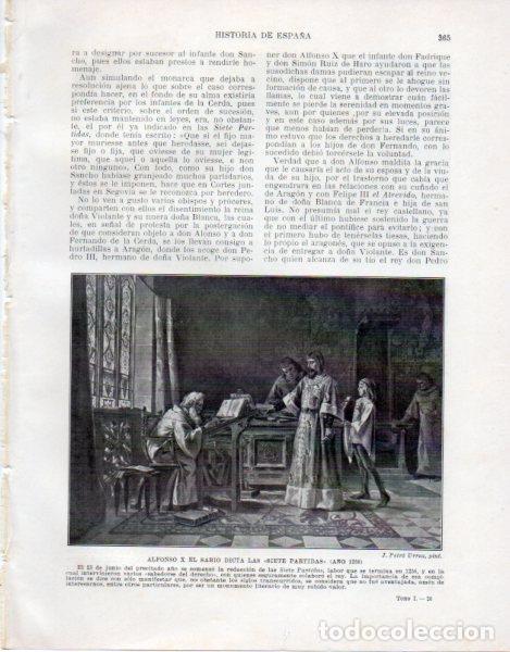 Otros art&iacute;culos de coleccionismo en papel: LAMINA V33578: Alfonso X El Sabio dicta las Siete Partidas por J. Peiro Urrea - Manuel Rodriguez Cod