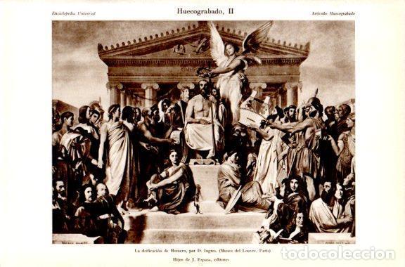 Otros art&iacute;culos de coleccionismo en papel: LAMINA V44537: La deificacion de Homero por D. Ingres - Varios
