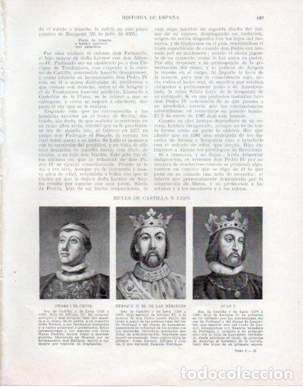 Otros art&iacute;culos de coleccionismo en papel: LAMINA V33642: Pedro I El Cruel, Enrique II de las Mercedes y Juan I Reyes de Castilla y Leon - Manu