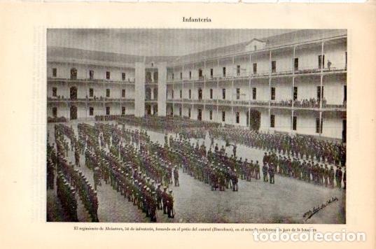 Otros art&iacute;culos de coleccionismo en papel: LAMINA V44648: 58 regimiento de infanteria Alcantara en Barcelona - Varios
