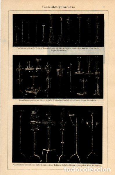 Otros art&iacute;culos de coleccionismo en papel: LAMINA V35074: Candeleros y candelabros goticos - Varios