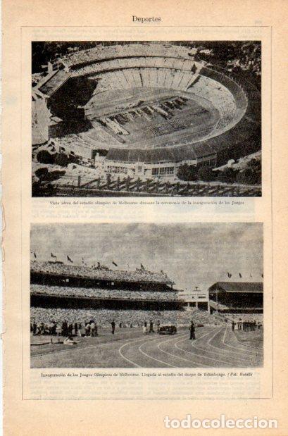 Otros art&iacute;culos de coleccionismo en papel: LAMINA V34958: Vista aerea estadio olimpico de Melbourne en Juegos Olimpicos - Varios