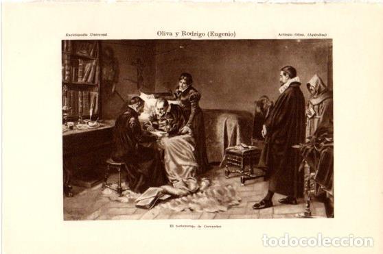 Otros art&iacute;culos de coleccionismo en papel: LAMINA V46119: El testamento de Cervantes por E. Oliva y Rodrigo - Varios