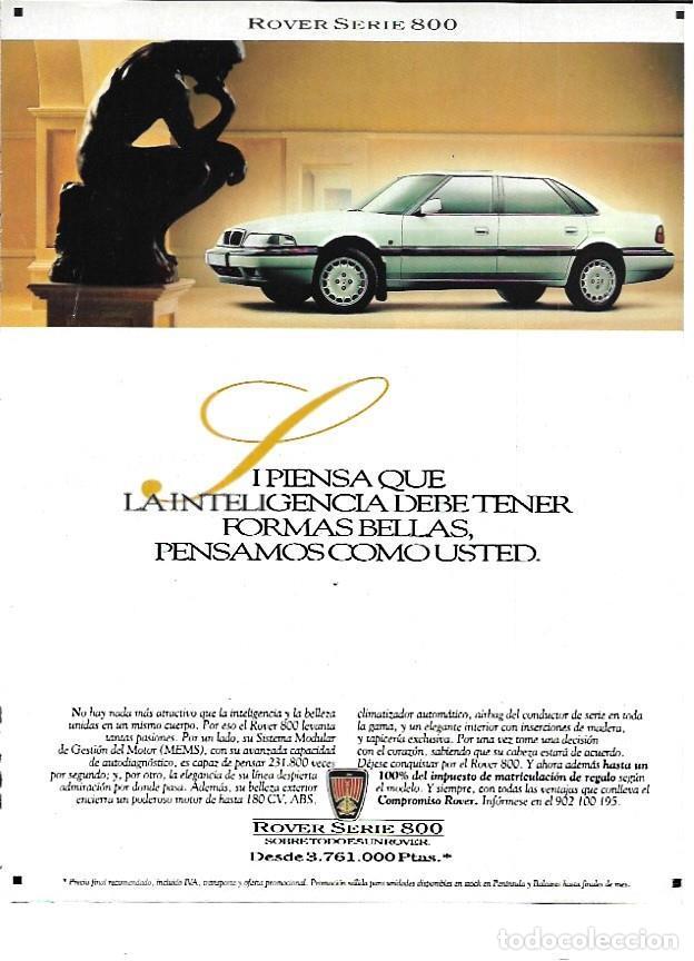 Otros art&iacute;culos de coleccionismo en papel: LAMINA 35271: Publicidad de Rover Serie 800 - VVAA