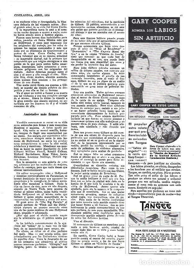 Otros art&iacute;culos de coleccionismo en papel: LAMINA 35129: Publicidad de pintalabios Tangee con Gary Cooper - VVAA