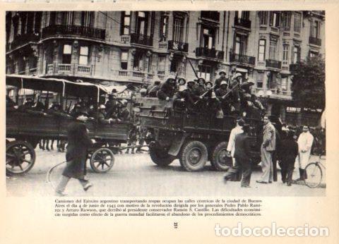 Otros art&iacute;culos de coleccionismo en papel: LAMINA V36579: Camiones del Ejercito en Buenos Aires en junio 1943 - Varios