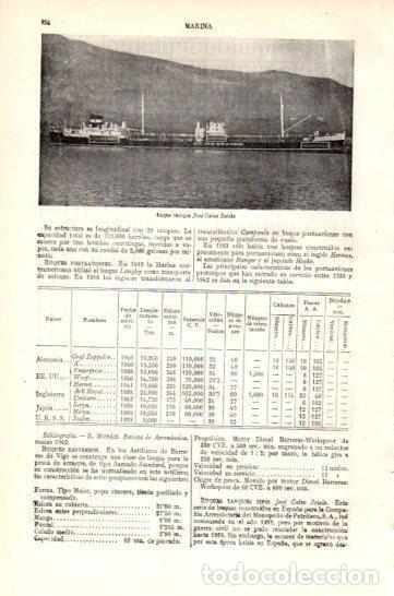 Altri oggetti di carta: LAMINA V47421: Buque tanque Jose Calvo Sotelo - Varios