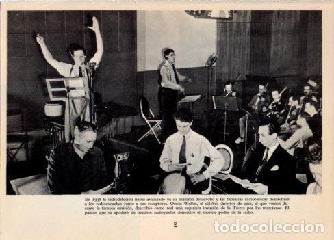 Otros art&iacute;culos de coleccionismo en papel: LAMINA V36479: Orson Welles en la emision de la supuesta invasion de la Tierra 1938 - Varios