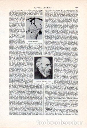 Otros art&iacute;culos de coleccionismo en papel: LAMINA V36821: Santiago Ramon y Cajal - Varios