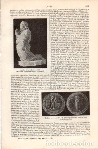 Otros art&iacute;culos de coleccionismo en papel: LAMINA V37488: Estatua y medalla de santa Juana de Arco - Varios