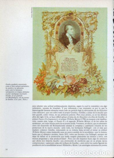 Otros art&iacute;culos de coleccionismo en papel: LAMINA V38254: Goethe grabado por Breidenbach con un poema de Schiller - Martin de Riquer