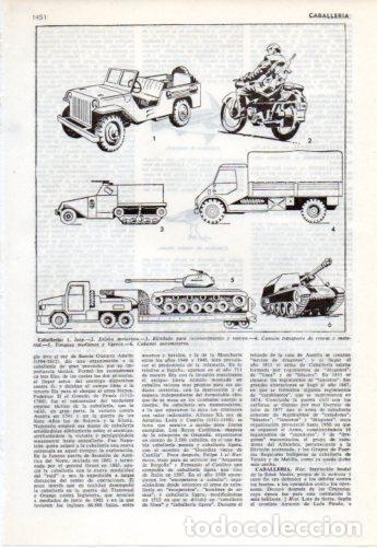 Otros art&iacute;culos de coleccionismo en papel: LAMINA V38128: Jeep, blindado, camion transporte y tanque. Caballeria - Varios