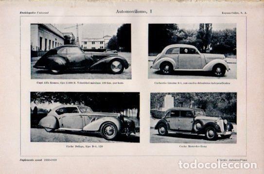 Otros art&iacute;culos de coleccionismo en papel: LAMINA V38793: Cupe Alfa Romeo, Cochecito Licorne 6-8, Coche Delage y Mercedes Benz - Varios