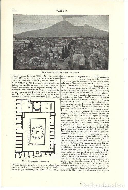 Otros art&iacute;culos de coleccionismo en papel: LAMINA ESPASA 40297: Plano del Mercado y vista de Pompeya - Varios