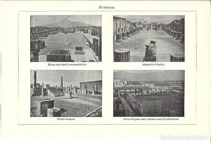 Otros art&iacute;culos de coleccionismo en papel: LAMINA ESPASA 40299: Foro, Basilica, Templo de Apolo y Teatro de Pompeya - Varios