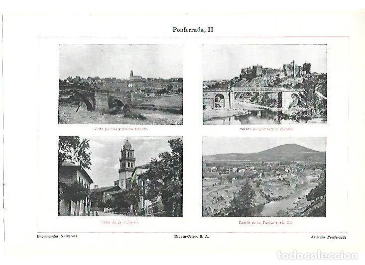 Altri oggetti di carta: LAMINA ESPASA 39873: Vistas de Ponferrada - Varios