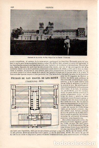 Otros art&iacute;culos de coleccionismo en papel: LAMINA V50832: Prision de San Miguel de los Reyes, Valencia - Varios