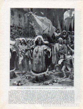 Otros art&iacute;culos de coleccionismo en papel: LAMINA V39154: Entrada del Principe de Viana en Barcelona en 1461 por R. Tusquets - Manuel Sandoval
