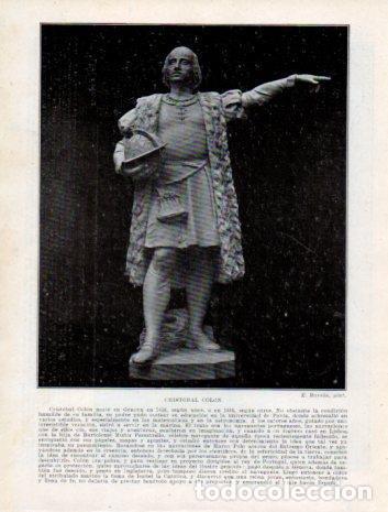 Otros art&iacute;culos de coleccionismo en papel: LAMINA V39153: Cristobal Colon estatua por E. Barron - Manuel Sandoval del Rio