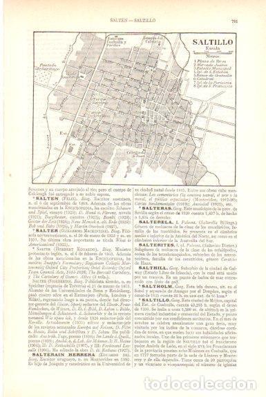 Sammelleidenschaft Andere Papierartikel: LAMINA V51361: Plano de Saltillo, Mejico - Varios.