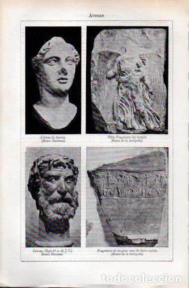 Otros art&iacute;culos de coleccionismo en papel: LAMINA ESPASA PV50488: Cabeza de Atenea y Nike fragmento del templo - Varios