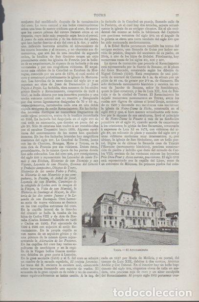 Otros art&iacute;culos de coleccionismo en papel: LAMINA ESPASA PV50610: Ayuntamiento de Tours, Francia - Varios