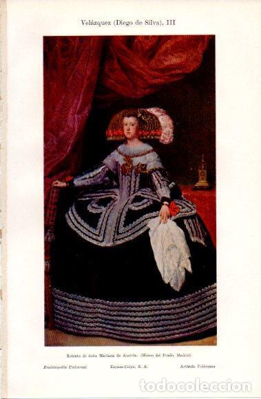 Otros art&iacute;culos de coleccionismo en papel: LAMINA V40488: Retrato de Mariana de Austria por Velazquez - Varios