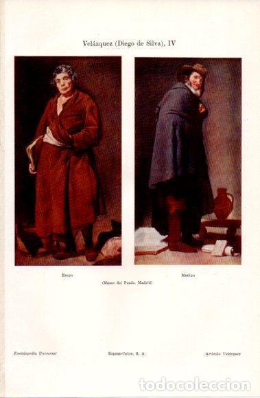 Otros art&iacute;culos de coleccionismo en papel: LAMINA V40485: Esopo y Menipo por Velazquez - Varios
