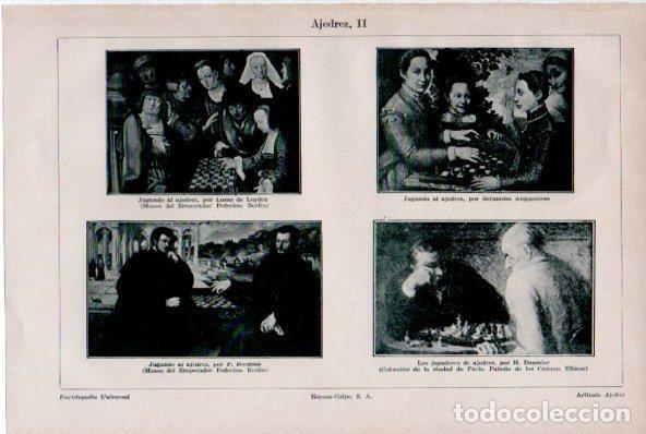 Otros art&iacute;culos de coleccionismo en papel: LAMINA ESPASA V52268: Jugando al ajedrez obras varias - Varios