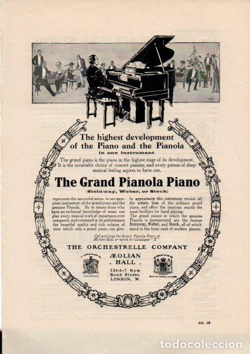 Otros art&iacute;culos de coleccionismo en papel: LAMINA V51962: Adverting The Orchestrelle Company. The Grand Pianola Piano steinway
