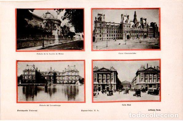 Otros art&iacute;culos de coleccionismo en papel: LAMINA V42309: Palacio de la Legion, Ayuntamiento, Palacio de Luxemburgo y Calle Real en Paris - Var