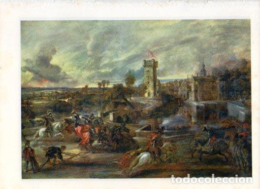Altri oggetti di carta: LAMINA V43060: Torneo junto a los fosos de un castillo por Rubens - Germain Bazin