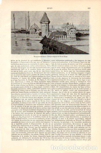 Otros art&iacute;culos de coleccionismo en papel: LAMINA V44560: El puente de Marne por Victor Hugo - Varios