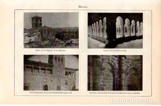 Otros art&iacute;culos de coleccionismo en papel: LAMINA V44550: Iglesia de San Miguel y Ayuntamiento en Huesca - Varios