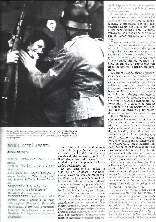 Altri oggetti di carta: LAMINA 38212: Escena y ficha de Roma, citta aperta - VVAA