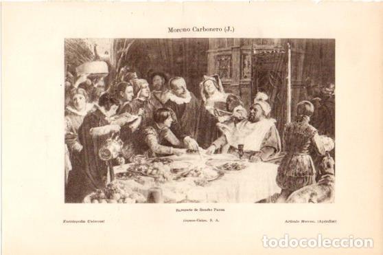Outros artigos de papel: LAMINA V46081: Banquete de Sancho Panza por J. Moreno Carbonero - Varios