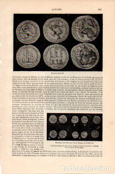 Otros art&iacute;culos de coleccionismo en papel: LAMINA V46462: Monedas de Alfonso XI y Alfonso X El Sabio - Varios