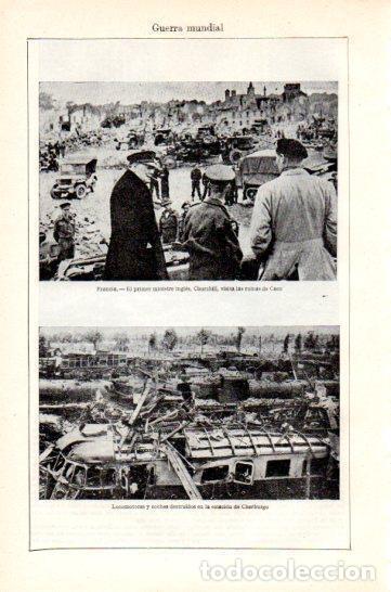 Otros art&iacute;culos de coleccionismo en papel: LAMINA V47413: Churchill en las ruinas de Caen, Francia - Varios