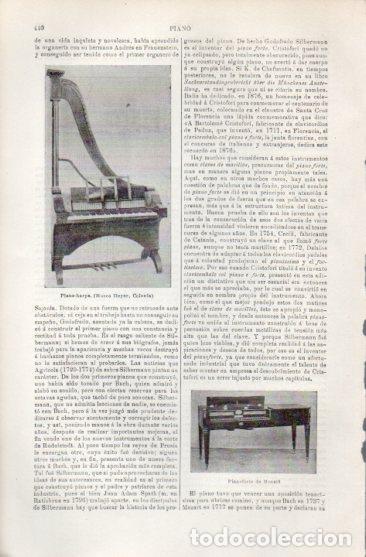 Otros art&iacute;culos de coleccionismo en papel: LAMINA V49702: Pianoforte de Mozart y Piano harpa - Varios