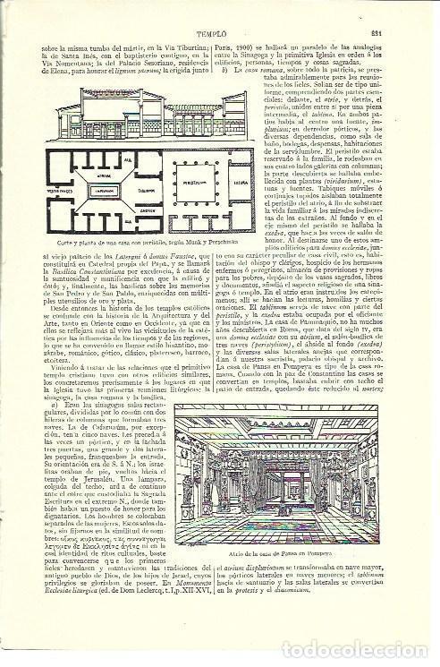 Otros art&iacute;culos de coleccionismo en papel: LAMINA ESPASA 40200: Dibujo del atrio de la Casas de Pansa en Pompeya - Varios