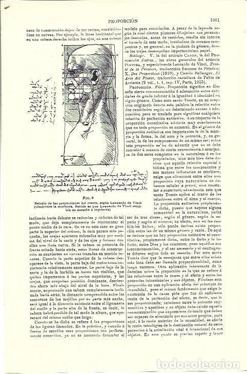 Otros art&iacute;culos de coleccionismo en papel: LAMINA ESPASA 39802: Estudio de las proporciones del rostro seg&uacute;n Leonardo da Vinci - Varios