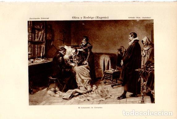 Otros art&iacute;culos de coleccionismo en papel: LAMINA V50749: El testamento de Cervantes por Eugenio Oliva y Rodrigo - Varios